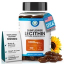 Zonnebloem Lecithin 1200 MG 100 Softgels, 100-dagen levering gegarandeerd Pure, Non-GMO, Soy-Free, Ondersteunt hersenen, hart, nerve, lever gezondheid, cognitieve functie, gezonde cholesterol, hoge absorptieformule