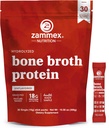 Zammex Bone Broth Collageen Packets-20g Collageen Proteïne-Bone Broth Powder to Go-30 Travel Packets-Supports Skin Nails Joints, Gut Health 