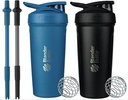 BlenderBattle Strada Shaker Cups met Siliconen Straws, (2 24-once flessen en 2 stro)