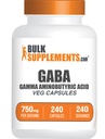 BulkSupplements.com Gamma Aminoboterzuur Capsules - GABA Supplement, GABA 750mg - Vegan & Glutenvrij, 1 capsule per portie, 240 telling (verpakking van 1)