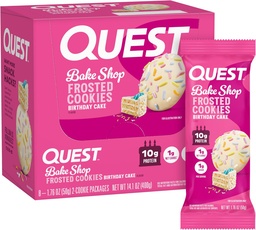 Quest Nutrition Frosted Cookies Twin Pack, Birthday Cake, 1g Sugar, 10g Proteïne, 2g Net Carbs, Glutenvrij, 8 Count(Pack of 1)