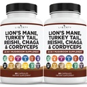 Leeuwen Mane paddo supplement met Turkije staart Reishi Cordyceps Chaga met marshmallow wortel - 2-pack