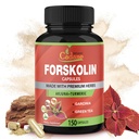 Cadane Forskolin Supplementen - 5in1 met Kurkuma Curcumin, Arjuna, Garcinia Cambogia, en groene thee - 5 maand levering - 150 capsules