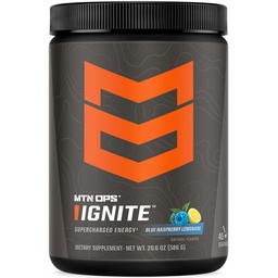 MTN OPS Ignite Energy Drink Powder, Glutenvrije Nootropic Supplement Drink Mix, L Arginine, L Citrulline, Cafeïne & Nootropic Sugar Free Drink Mix, 45 Servings, Blue Raspberry Limonade