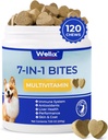 Wellix Hond Vitaminen en Supplementen - Multivitamine Kauwbare Treats voor honden, huid en jas, mobiliteit ondersteuning, hiep & Joint Supplement, immuunsysteem & algehele gezondheid(120 kauwen)