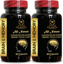 BRAIN MEMORY ONDERSTEUNING - Geheugenverbetering, Cognitieve ondersteuning, vitaminen om geheugen en hersenfunctie te helpen, Geformuleerd ter ondersteuning van concentratie en scherpte - 2 Flessen 60 Capsules