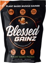 BLESSED Gainz Vegan Protein Powder Mass Gainer - 40g Plant Based Protein Powder - Maaltijd Vervangingsshake met Pea Protein Powder - Vegan Protein Shake - 40 Servers (Peanut Butter)