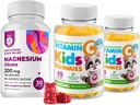 Vitamin C Gummies 120 count for Kids & Adults 240 mg and Magnesium 200 mg Gummies - Immune Support Low-Sugar Chewable Gummy Vitamins for Toddlers with Magnesium Calm Chews for Kids & Adults Sugar-Free