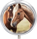 Pill Case 3 Compartments Portable Pill Box Waterproof Aanbidbare Horse Pill Organizer Ronde Medicine Organisator Pillenhouder voor Supplementen Visolie Vitaminen