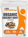 BulkSupplements.com Biologische Chicory Wortelpoeder - Chicory Wortelsupplement, Chicory Wortel Koffie Alternatief - Fiber Supplement, Glutenvrij, 2,5g per portie, 100g (3,5 oz) (Pack of 1)