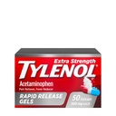 Tylenol Extra sterkte Acetaminophen Rapid Release Gels, Extra sterkte pijn Reliever & koorts Reducer, Gelcaps met Laser-Drilled Holes, 500 mg Acetaminophen, 50 ct