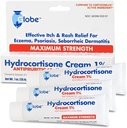 Globe (3 Pack Hydrocortisone Maximum Strength Cream 1%, Anti-Itch Cream for Redness, Swelling, Itching, Rash, Bug/Mosquito Bites, Eczema, Hemorrhoids & More