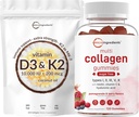 Micro Ingrediënten Vitamine D3 10.000iu + K2 200mcg Kokosolie Softgels & Multi Collageen Peptides Gummies Bundle Pack 