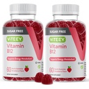 Vitamin B12 Gummies voor volwassenen & tieners 1000mcg, suikervrij - Goed voor energie, metabolisme, natuurlijke energie ondersteuning - veganistisch, gelatinevrij, glutenvrij, GGO-vrij - Kauwbare aardbeiensmaak