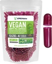 XPRS Nutra Maat 4 Lege Capsules - 100 Graaf Kleine Lege Vegan Capsules - Vegetarische pillen - DIY plantaardige Capsule vullen - Vulbare Do-It-Yourself Veggie Caps voor supplementen (Paarse Wortel)