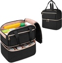 Damero Double Layers Pill Bottle Organizer Lege, afsluitbare Medicine Bag Medicijn Reistas met 4 Aangepaste Dividers voor Prescription Flessen, Medische Supplementen,Zwart