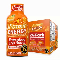 Vitamine Energie Immune+ Extra sterkte Energie Shot Orange Burst 24 Pack, 260mg Natural Cafeine, B-Vitamins, Citicoline, Green Tea, Immunity & Focus Support, Zero Sugar, Gluten-Free 1,93 fl oz