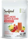 Sunfood Superfoods Biologische Super Wellness Blend - Immune Support Powder, Antioxidant Superfood Smoothie Mix for Women & Men w/Vitamine C & D, Natural Energy, USDA Organic - 8 oz Bag