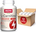 Jarrow Formules L-Carnitine 500 mg, Dieetsupplement, Ondersteuning voor Cellular Energy Production, 50 Veggie Capsules, 50 Day Supply Dagelijks (pakket van 12)