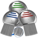 Lice Comb - (verpakking van 3) Hoofd Lice behandeling die individueel verpakt Professional Roestvrij staal Louse en Nit Combs Verwijdert Eieren met afgeronde tips voor comfort