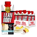 Lean Body Ready-to-Drink Pina Colada Proteïne Shake, 40g Proteïne, Wei Blend, 0 Suiker, Glutenvrij, 22 Vitaminen en Mineralen, 17 Fl Oz (pakket van 12)
