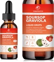 Soursop Graviola Leaf Extract & Sea Moss Liquid Drops - Cell Support, Immunity Boost, Lever Gezondheid, Slaaphulp & Antioxidanten - Pure Soursop Bitters, 2 maand aanbod, 2 Fl Oz (2oz, Aardbei)