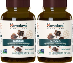 Himalaya Guggul, Cholesterol Supplement voor gezonde LDL, HDL, en triglyceridenniveaus, 750 mg, 60 Vegetarian Capsules, 1 maand levering, 2 verpakkingen