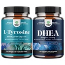 Bundle of Free Form L Tyrosine 1000mg Capsules - Amino Acid Nootropic for Mood Focus Attentie & Cognitive Performance and DHEA Supplement for Hormone Balance - Dehydroepiandrosteron for Adults