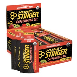 Honey Stinger Strawberry Kiwi Energy Gel, Cafeïnevrij en glutenvrij met biologische honing, voor oefeningen, hardlopen en prestaties, Sportvoeding voor thuis & Gym, Pre en Mid workout, 24 Pack