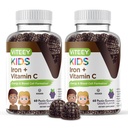 VITEEY Iron for Kids with Vitamin C - Supports Energy, Blood Cell Formulation, Blood Builder Anemia Kids Iron Supplements - Vegan, Gelatin Free, Gluten Free - Tasty Chewable Grape Flavored Gummy