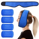 LotFancy Face Ice Pack Wrap for TMJ, Wisdom Teeth, with 4 Reusable Hot Cold Therapy Gel Packs, Pain Relief for Head, Oral and Facial Surgery, Dental Implants, Blue
