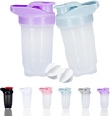 Shaker Bottle Protein Shakes Cup en 10-Ounce/300ML Shaker-Buttle met Whisk Balls, Protein Shaker-Butles Set, Non-BPA plastic(Bule+Purple(2PCS)))