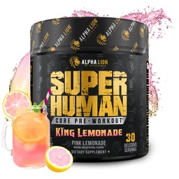 ALPHA LION Core Pre-workout met Creatine voor Performance, Beta Alanine voor Spier, L-Citrulline voor Pump & Tri-Source Cafeïne voor Duurzame Energie (30 Servers, King Limonade Flavor)