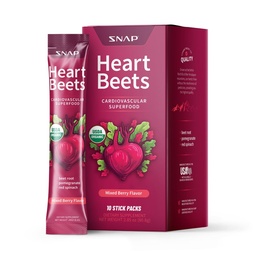 Snap Supplementen Heart Beets Stick Packs, Biologische Beetwortelpoeder Drinkmix, Cardiovasculaire ondersteuning voor mannen en vrouwen, bieten, Granaatappel en rode