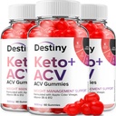 (3 Pack) Destiny Keto ACV Gummies - Advanced Formula Destiny Keto Plus ACV Gummies Apple Cider Vinegar, Weight Management, Destiny ACV Dietary Supplement Mannen Vrouwen (180 Gummies)