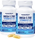 Oceanblue Professional Omega-3 2100 with Vitamin K2 and Vitamin D3-60 Count 2 Pack- Triple Strength Burpless Fish Oil Supplement with EPA, DHA & DPA - Wild Caught - Orange Flavor, 60 Servings
