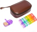 Starfa lab Weekly Pill Organizer met pil geval 2 keer per dag, 7 dagen pil geval Portable Travel Pill Box met opslagzak voor Hold Vitaminen, Supplementen, Medicijnen en Visolie (Brown)