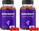 NutraChamps Vlierbessen Gummies met vitamine C, Propolis en Echinacea - Immuun systeem ondersteuning Gummy vitamines voor volwassenen en kinderen - Max Strength 200mg Sambucus Antioxidant (pakket van 2)