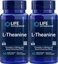 Levensverlengstuk L-Theanine, 60 Vegetarische Capsules (pakket van 2) - Aminozuur afgeleid van thee - Glutenvrije, niet-GMO