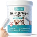 Oorreiniger Vingervegen 60 Counts, Hondenoorreiniger, Grooming Kit Zorg voor honden en katten, Zachte & Easy Otic Reinigingskussens, Verwijder Wax, Vuil & Stop Smelly, Itchy, Niet-irriterend, Kokos geur