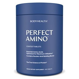 BodyHealth PerfectAmino (600 ct) Makkelijk door te slikken tabletten, essentiële Aminozuren Supplement met BCAA's, Vegan Protein voor Pre/Post Workout & Muscle Recovery met Lysine, Tryptofaan, Leucine, Methionine