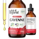 Wild & Organic Cayenne Pepper Tinctuur - Digestieve ondersteuning met Capsaicin Extract - Cayenne Pepper Liquid Drops voor algehele welzijn - Vegan, suiker & alcoholvrije - 4 floz