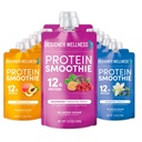 Designer Wellness Proteine Smoothie, Real Fruit, 12g Proteïne, Low Carb, Zero Added Sugar, Glutenvrij, Non-GMO, Geen kunstmatige kleuren of smaken, Super Fruit Variety Pack, 12 Tellen