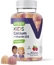 Kids Calcium Gummies met vitamine D3 - Ondersteunt bot gezondheid & tanden gezondheid - natuurlijke bron Calcium 500mg Plus Vitamine D3 1000iu - Glutenvrij, GGO-vrij - smakelijk Kauwbaar fruit smaak Gummy