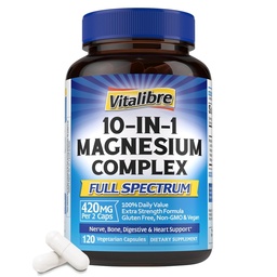 Vitalibre 10 in 1 Magnesium Complex, 420mg Elemental Magnesium 