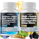 Vitamax Pure Himalaya Shilajit Supplement, Sea Moss, Ashwagandha, Bladderwrack, Gingko Biloba, Organische Capsules & Trace Mineral for - Non-GMO - Vegan - Mannen en vrouwen Made in USA