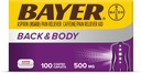Bayer Back & Body Extra Strength Aspirine, 500 mg gecoate tabletten, snelle verlichting op de plaats van pijn, pijnstiller met 32,5 mg cafeïne, 100 telling