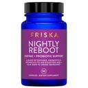 FRISKA Nightly Reboot Enzyme and Probiotics Supplement, bevordert betere spijsvertering en slaap, ondersteunt Gut Health voor mannen en vrouwen, Melatonine, kamille, 30 capsules