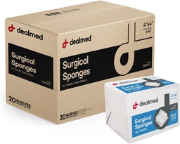 Dealed 4" x 4" Chirurgische Sponges, 8-Ply, Non-Woven Absorberende Gauze Sponges for Wound Care, EHBO Kits and Medical Facilities, 200 Telling (Zaak 20)