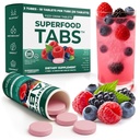 Superfood Tabs Superfoods Bedrijf Detox Reiniging Drank - Supplement voor vrouwen & Mannen- Ondersteuning Gezond gewicht- Verbeter spijsverteringsgezondheid & opgeblazen verlichting - gemengde Berry smaak [30 tabletten]